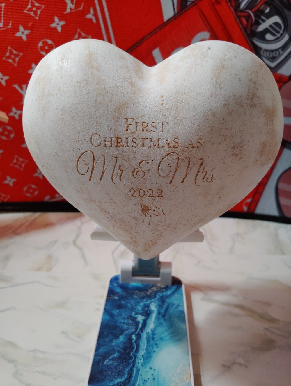 First Christmas as Mr & Mrs 2022 Heart Ornament - White